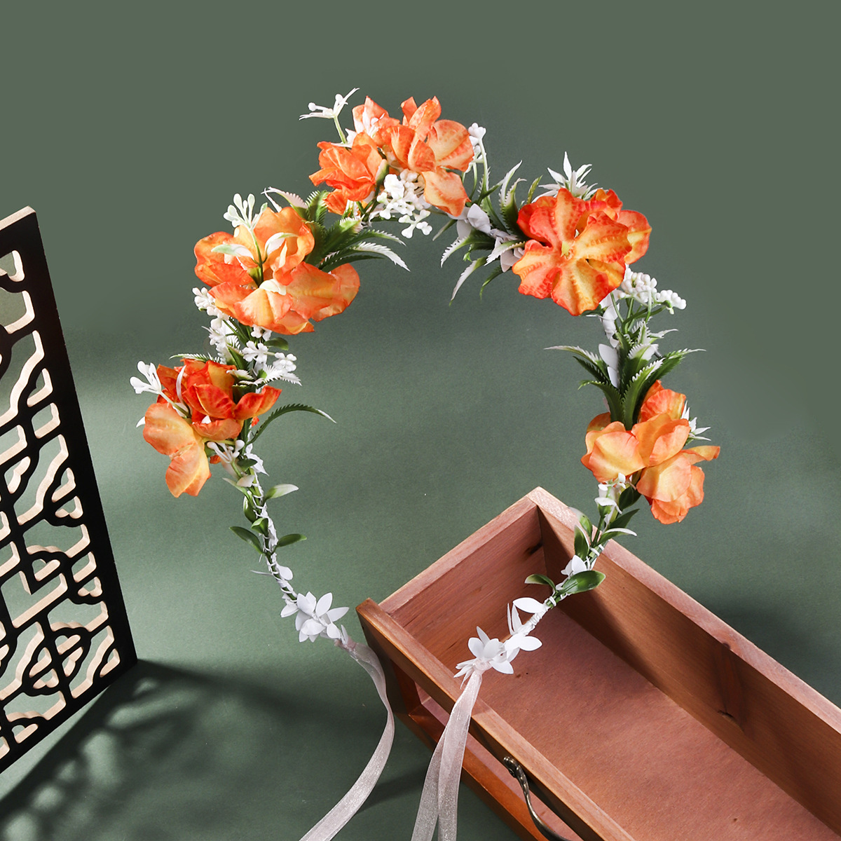 Simulatie Witte Krans Bruiloft Bloem Haarband Hoofdband Fotoshoot Hoofddeksels Rose Krans Bloem Haarband: Sky Blue