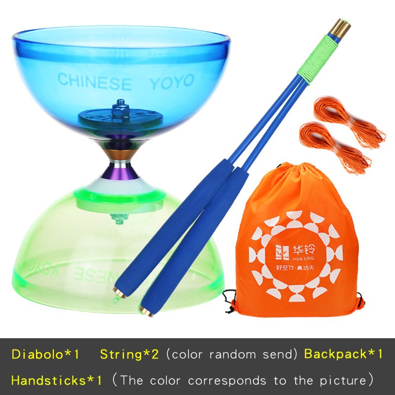 Chineseyoyo lager diabolo jonglering leksaker diabolo set packning 6 färger att välja med string bag: Blå grön