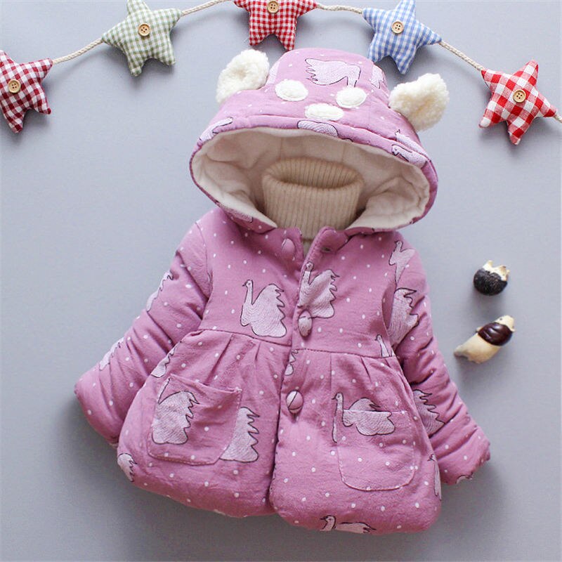 BibiCola baby meisjes warme jas winter pasgeboren baby dikke fluwelen down parka voor bebe meisje baby cartton sneeuw wear peuter jas: purple / 24M