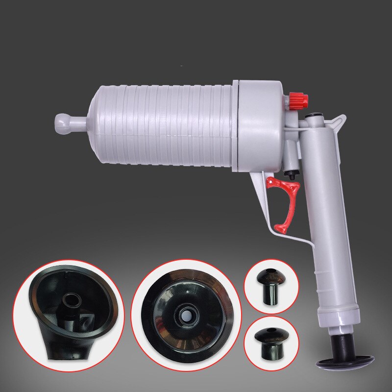 Air Power Drain High Pressure Powerful Dredge Manual Sink Plunger Opener Cleaner Pump for Bath Toilet Sewer Bathroom Accessories: Gray
