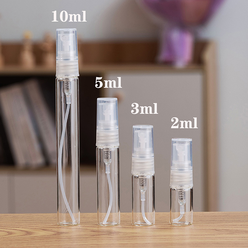 Mini botella de vidrio transparente para Perfume, frasco vacío para cosméticos, tubo de ensayo de muestra, viales de vidrio fino, 2ML, 3ML, 5ML, 10ML