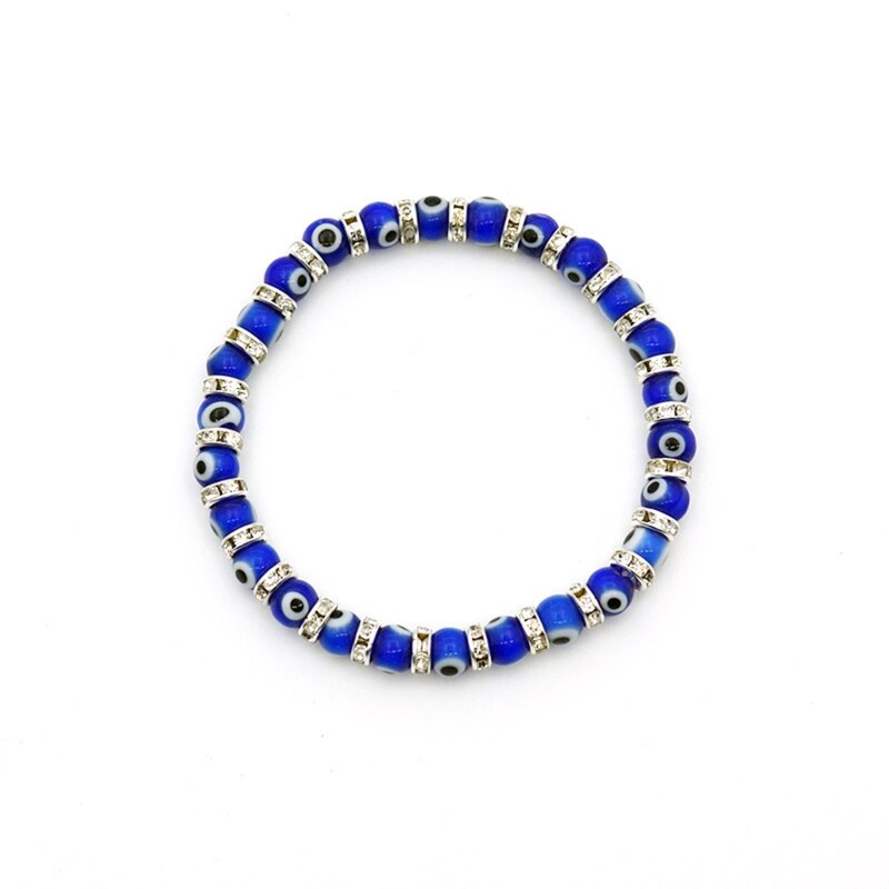 Branello di vetro turco buona fortuna protezione malocchio braccialetto elasticizzato per donna per Teen Rondelle distanziatore di cristallo impilabile