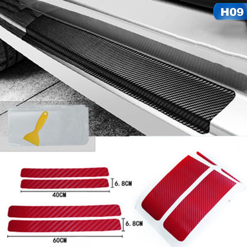 4 stuks Universele Auto Styling Sticker Carbon Fiber Instaplijsten Scuff Plaat Guards Instaplijsten Protector Auto Accessoires: H09