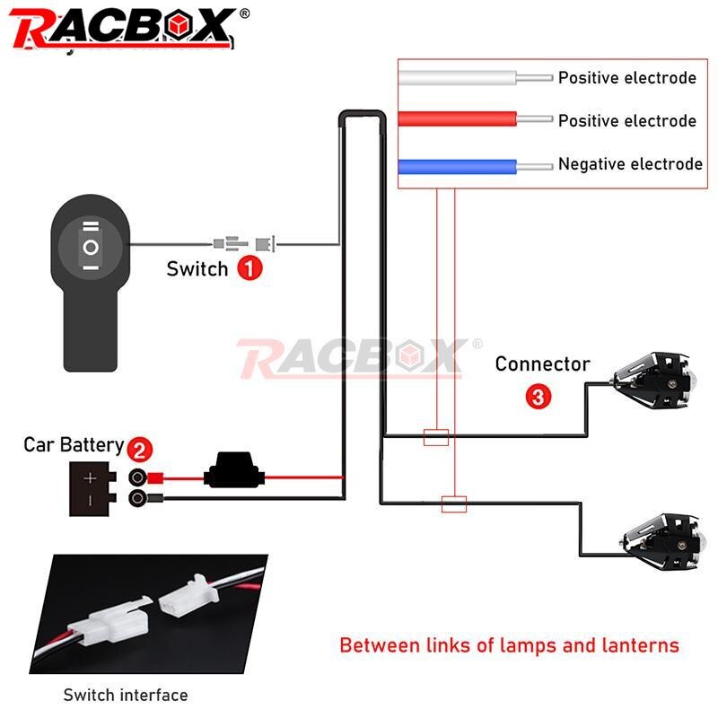 Motorcycle LED Spotlight Wire 2M 12V 40A Wiring Harness Relay Loom Cable Kit Fuse for Motorbike Driving Offroad Led Fog Lamp