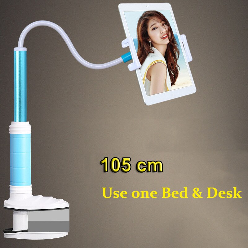 Vmonv 130cm desktop tablet telefon holder justerbar montering til ipad tablet 4 to 12.9 tommer seng tablet pc stativ metal støtte: 105cm blå