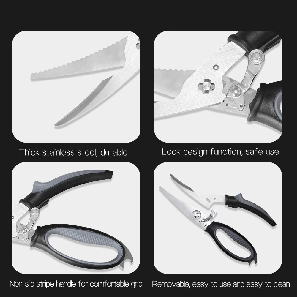 Stainless Steel Kitchen Scissors Heavy Duty Removable Poultry Shears for Cutting Chicken Poultry Game Bone Meat Fish