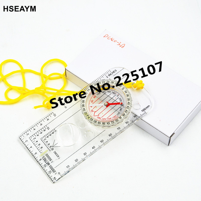 HSEAYM Map Drawing Scale Compasses Survival Tool Buckle Car Camping Hiking Pointing Guide Portable Handheld Compass