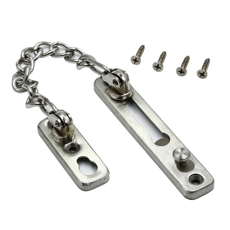 Stainless Steel Door Safety Lock Guard Chain Security Bolt Locks Cabinet Latch DIY Home Tools: sliver
