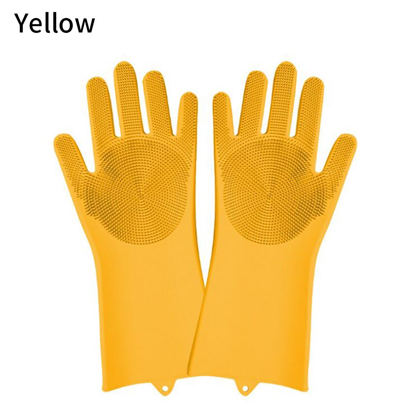 Guantes de lavado de platos, estropajo de cocina de silicona, guantes de limpieza para platos, suministros de Herramientas de limpieza del hogar,: Yellow