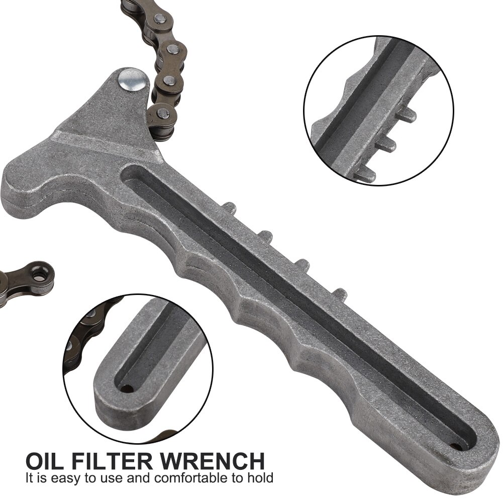 Adjustable Car Engine Oil Filter Chain Grip Wrench Spanner Remover Tools Plier with Wrench