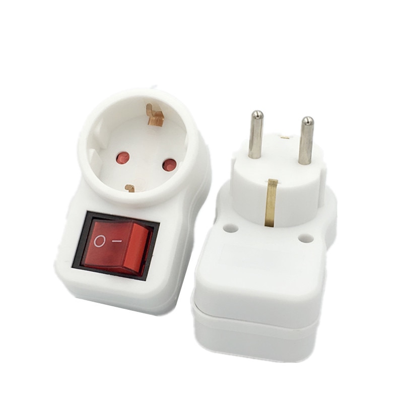 Europese Type Conversie Plug 1 OM 1 Manier EU Standaard Power Adapter Socket Met Schakelaar Neon Indicator 16A Reizen Stekkers