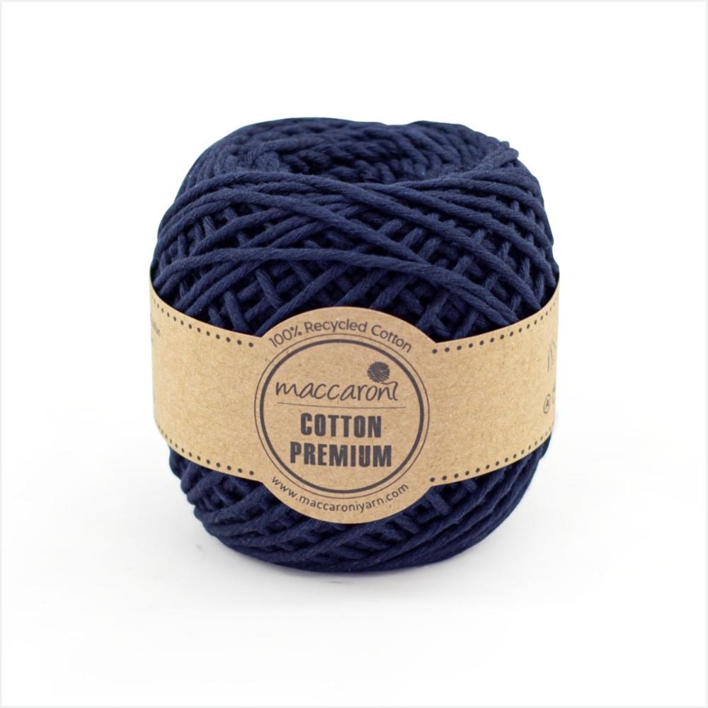 Macaroni bomuld premium macrame garn enkelt snoet 1 mm: Mørkeblå