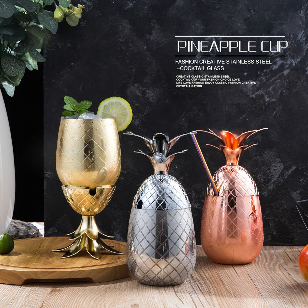 500ml Ananas Wijnglas Rvs Craft Cocktail Tumbler Moderne Glas voor Keuken Bar Feestartikelen