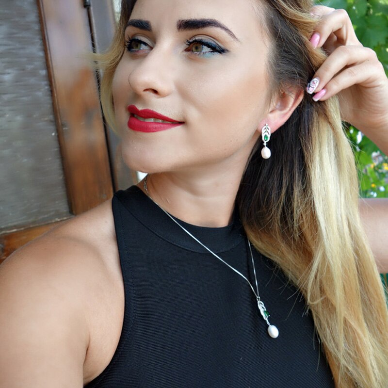 YouNoble Zoetwaterparels Sieraden Set Vrouwen, 925 zilveren bruidsmeisje sieraden set bohemian sapphire beste vrienden wit