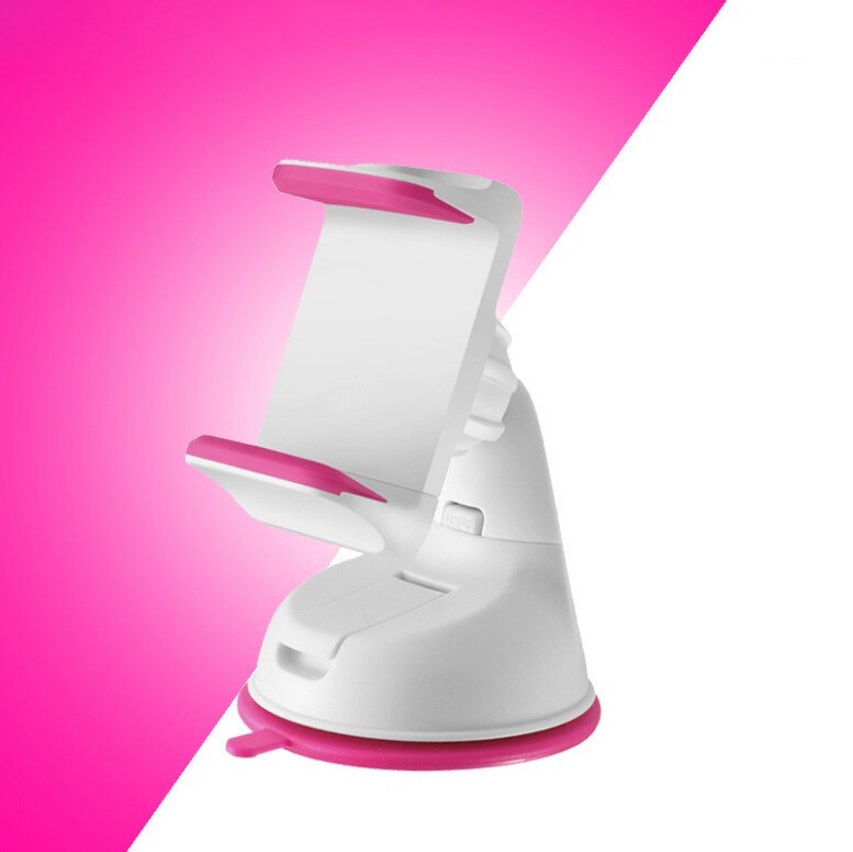 360 degree rotating universal car mobile phone holder dashboard silicone suction cup navigation stretch mobile phone holder: White Pink