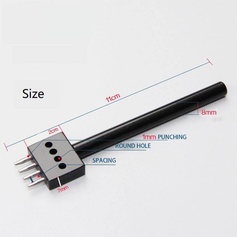 4 Mm Leer Gat Tool Lederen Craft 1 Mm Diameter Perforators Gereedschap Ronde Rij Ponsen Boren 2/ 4/6 Prong Riem Gaten Maken