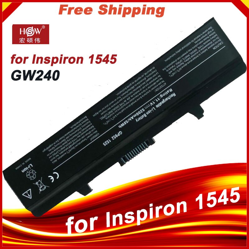 Battery For Dell Inspiron 1525 1526 1545 1546 1750 GW252 GW240 GP952 PP42L PP29L PP41L K450N D608H RU583 M911G X284g