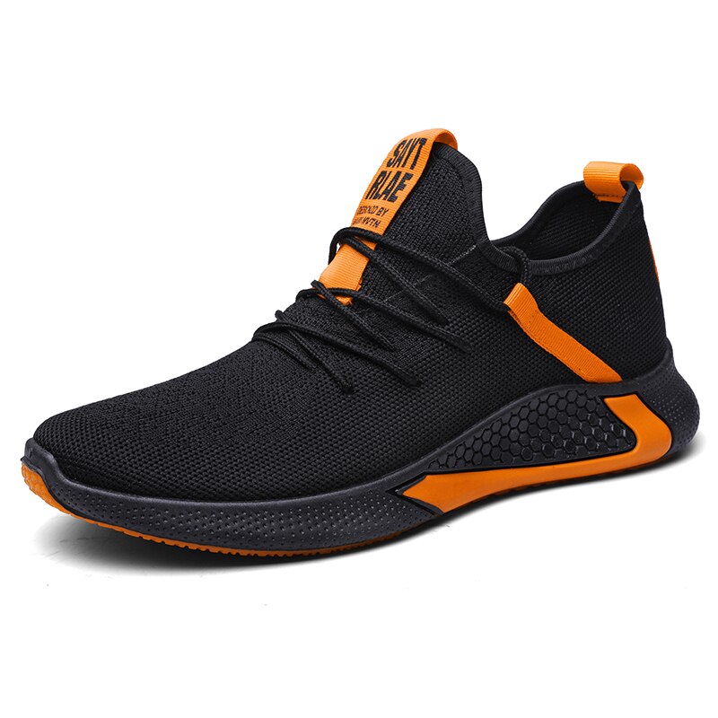 sneakers Outdoor Men's Casual Shoes Breathable Male Adult Non-slip Comfortable shoe: Black-Orange / 42