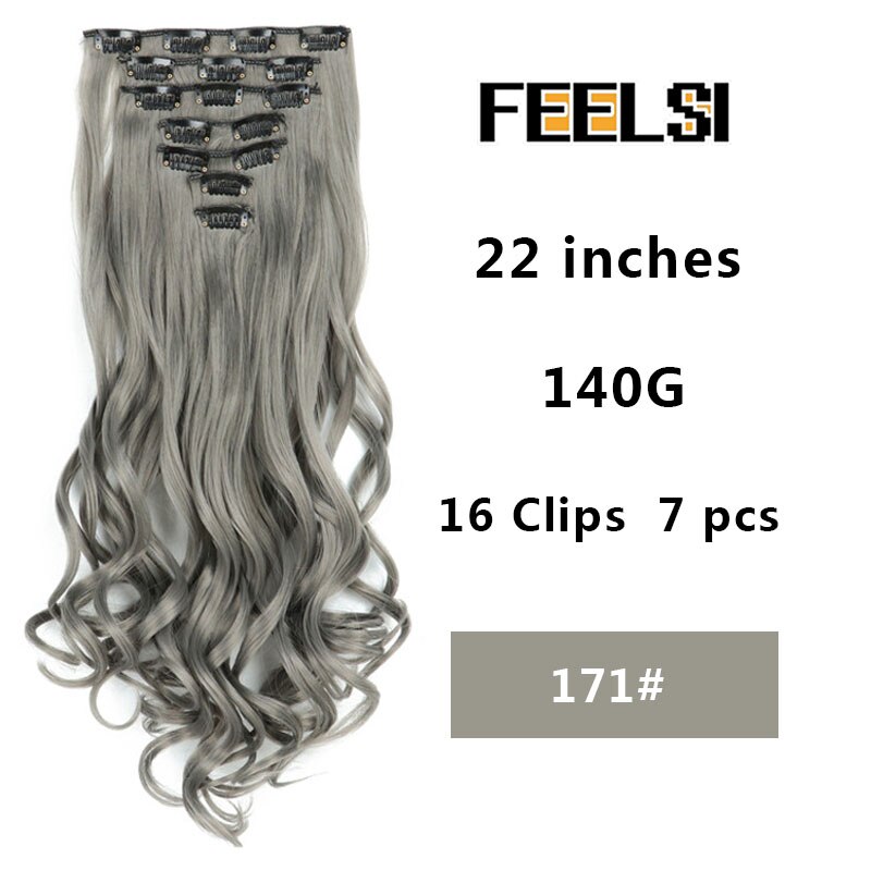 16 Clips In Hair Extension Body Wave 22"Invisible hair extension clip For Women Synthetic Hair Extensions Brown black Gold Color: P2/613