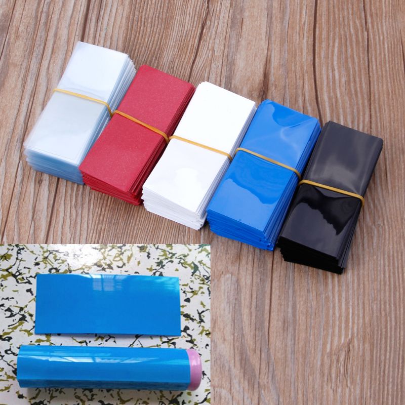 100pc platta pvc värmekrympslang batteriförpackning för 1 x 18650 batterikrympfilm