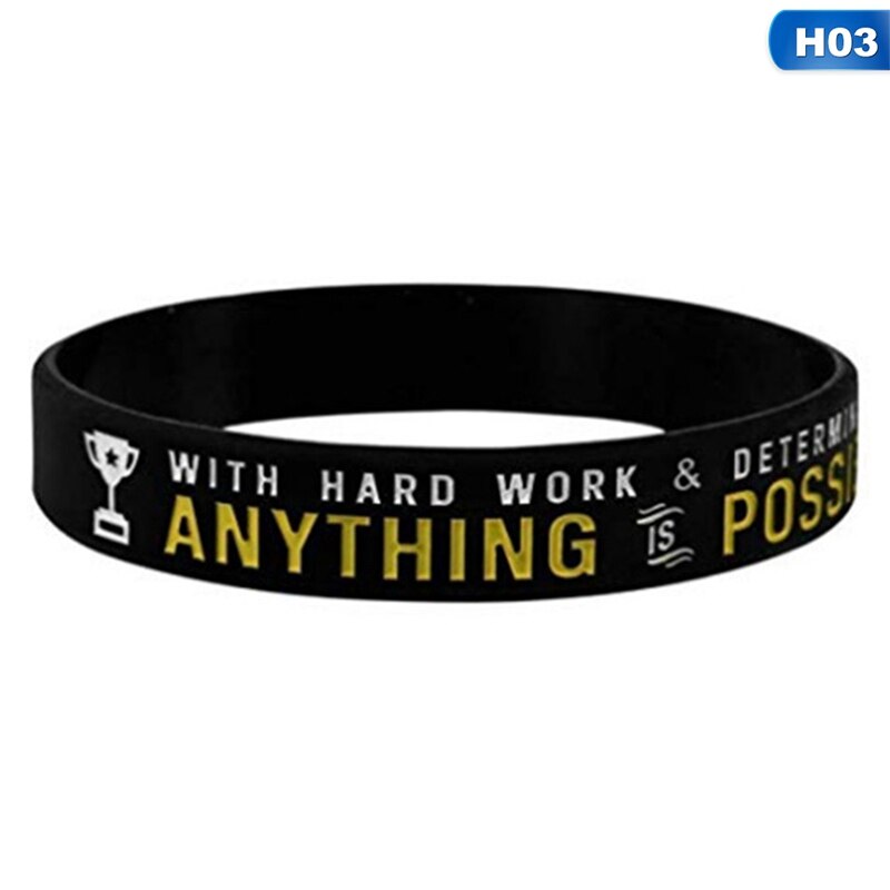 Met Motivatie Gezegden-Alles Is Mogelijk Siliconen Polsbandje Mannen Vrouwen Inspirational Armbanden: BL5355H03