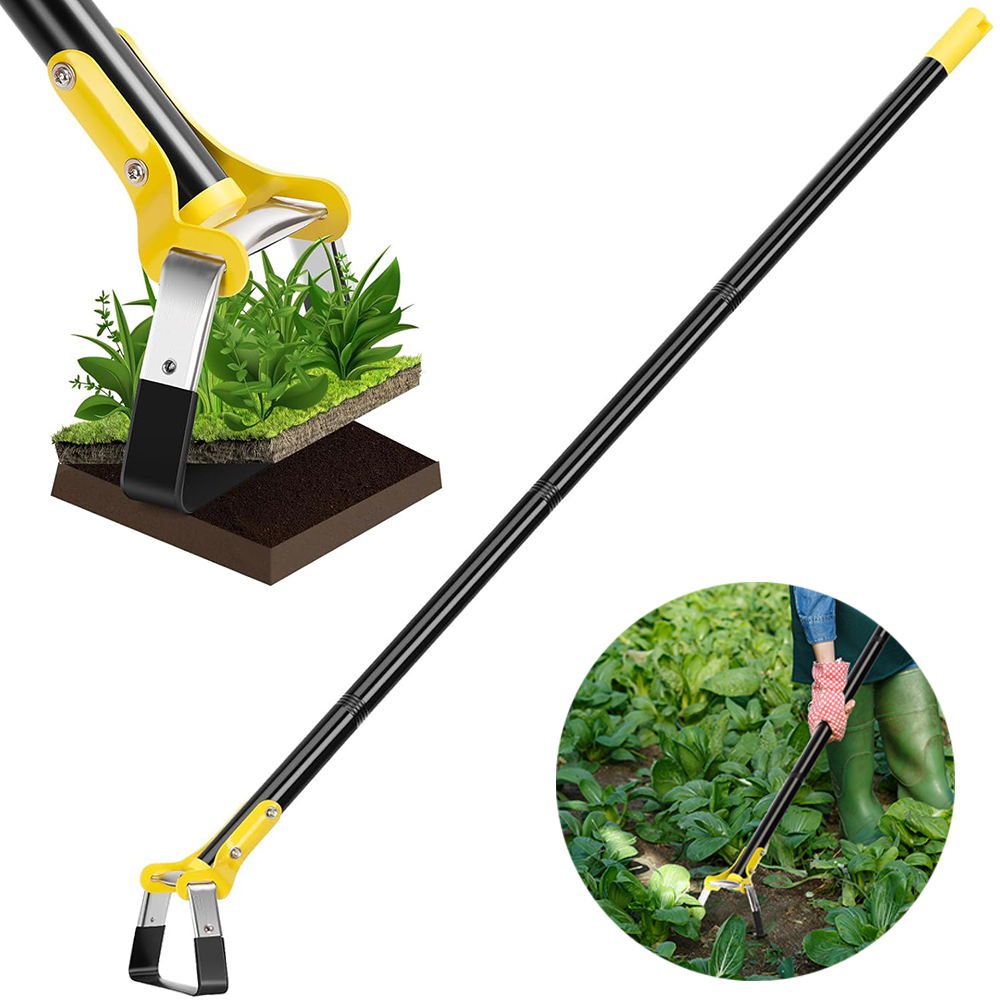 Hoe Garden Tool,Long Handle Heavy Duty Adjustable,Gardening Stainless Steel Loop Stirrup Action Hoe for Weeding 30-60 Inch: M