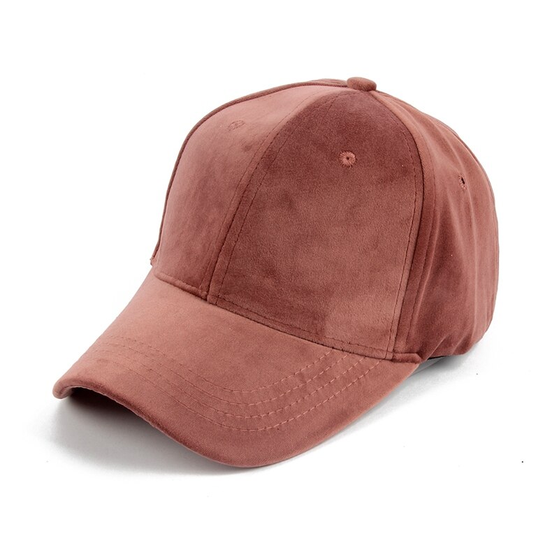 FOXMOTHE Autumn Winter Black Red Solid Color Suede Baseball Caps Women Mens: Skin Red