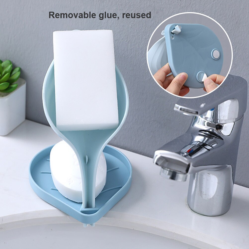 Sink Soap Drain Box Double Leaf-Shaped Soap Holder Free Punch Toilet Bathroom Multifunctional Soap Holder