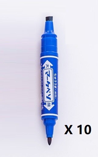 Permanent marker Indelible Waterproof Pens Dual Side Writing two side smooth writing logistics WSPM-502: Blue for 10 pcs