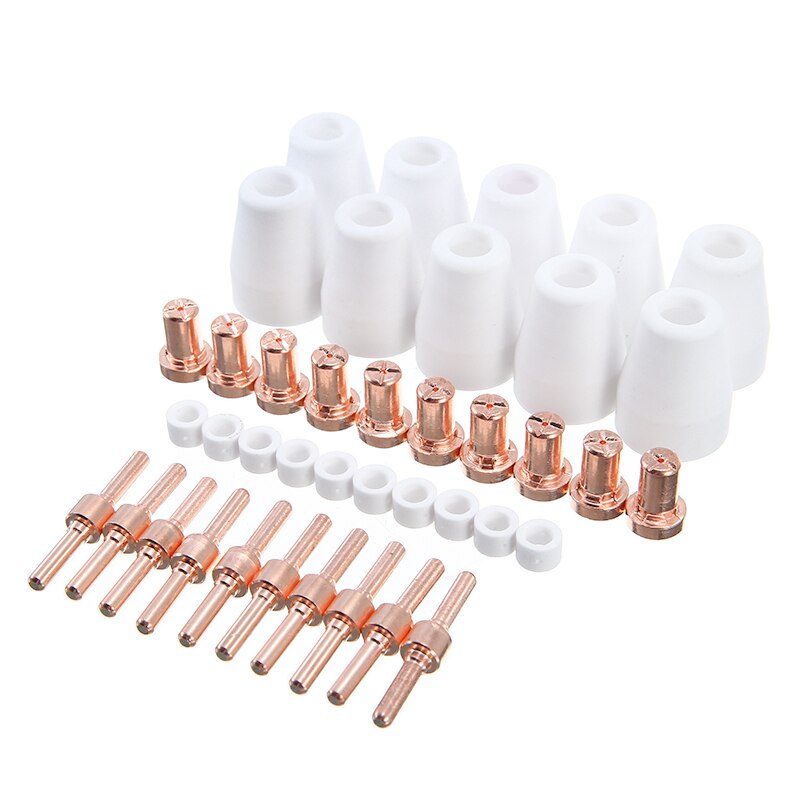 40Pcs Plasma Cutting Welding Torch Cutter Consumables Rings Ceramic Nozzles Electrode Kit Set For PT-31 LG-40 Torch