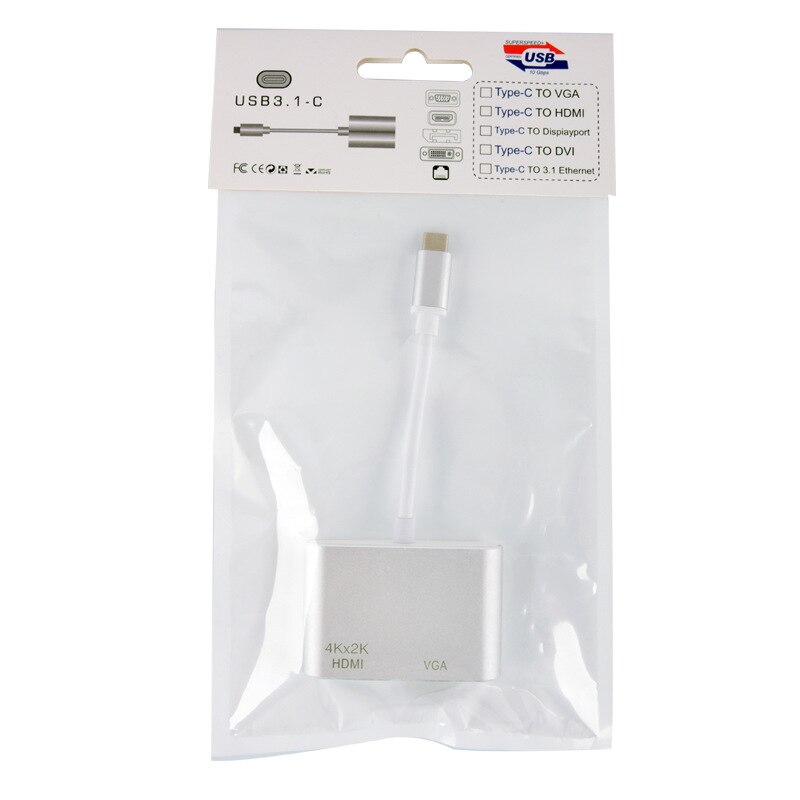 USB C HDMI VGA Adapter TYPE C TO HDMI VGA 4K*2K USB 3.1 to HDMI VGA conveter USB-C HDMI conveter transformer