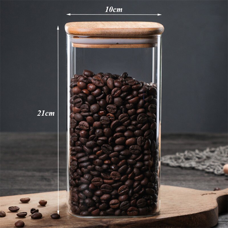 Pote de vidro transparente, prato selado para armazenar grãos de café, recipiente para comida: 1400ml