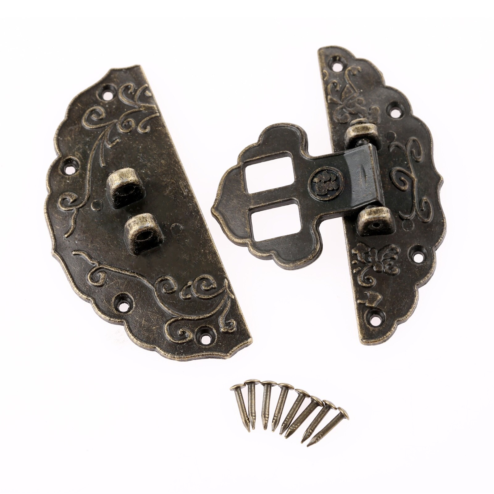 1pc trækasse hasp vintage stil dekorativ smykkeskrin kuffert hasp lås møbel spænde lås lås