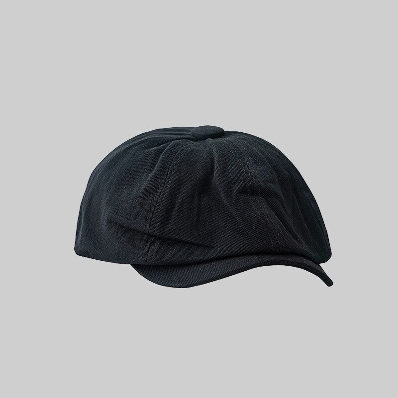 Vrouwen Korte Rand Ongedwongen Krantenverkoper Hoed Lente Herfst Dunne Retro Baret Hoed Mode Wilde Toevallige Hoed Unisex Wilde Achthoekige hoeden: Black
