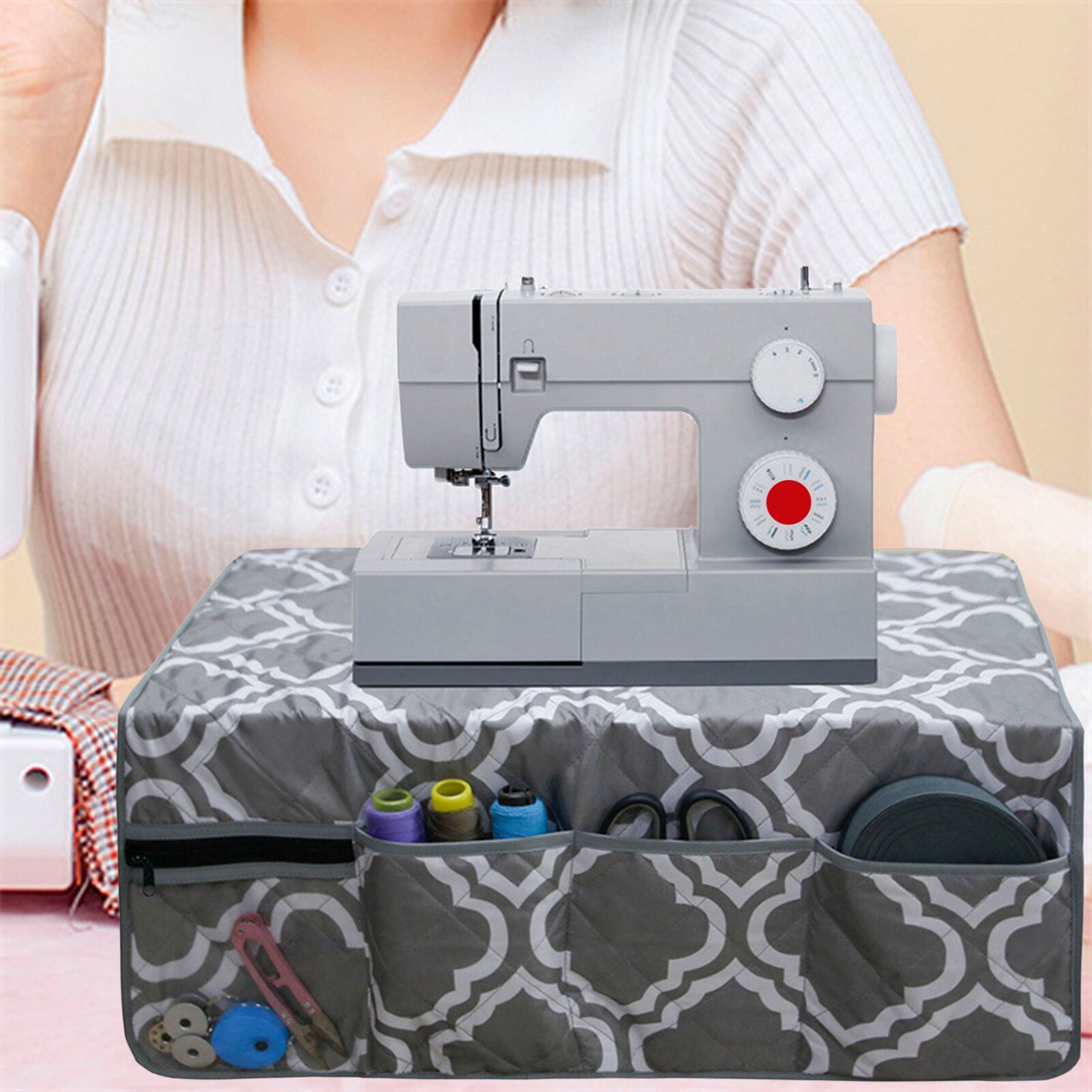 Sewing Machine Mat With Pockets Sewing Machine Protective Dust Cover Sewing Table Accessories Water-Resistant Universal 4 Colors