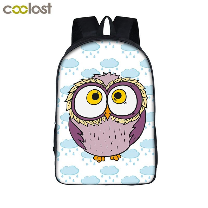 16 inch Cartoon Owl Student Backpack Cute Animal Print School Bag For Teenager Women Men Laptop Backpack Boys Girls Travel Bags: A16 MTY05