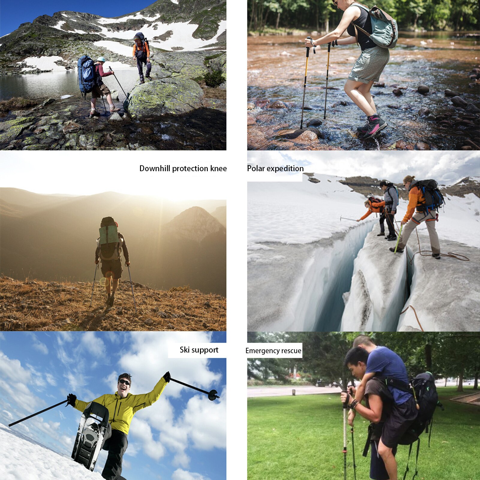 1.3M Anti Shock Walking Stick Aluminum Outdoor Trekking Poles Ultralight Alpenstock 4 Joints Adjustable Foldable Hiking Stick