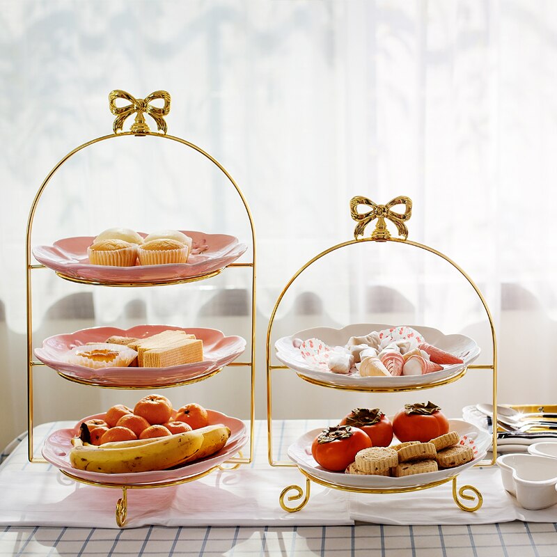 European Multilayer Dessert Cake Stand Cake Plate Dessert Fruit Tray Afternoon Tea Three-tier Cake Stand European multilayer