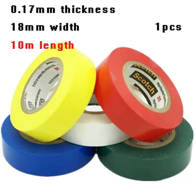 1 stuk 18mm 10 m lengte 0.17mm PVC Elektrische tape isolatie tapes Hittebestendige Elektrische waterdichte Power tapes beste