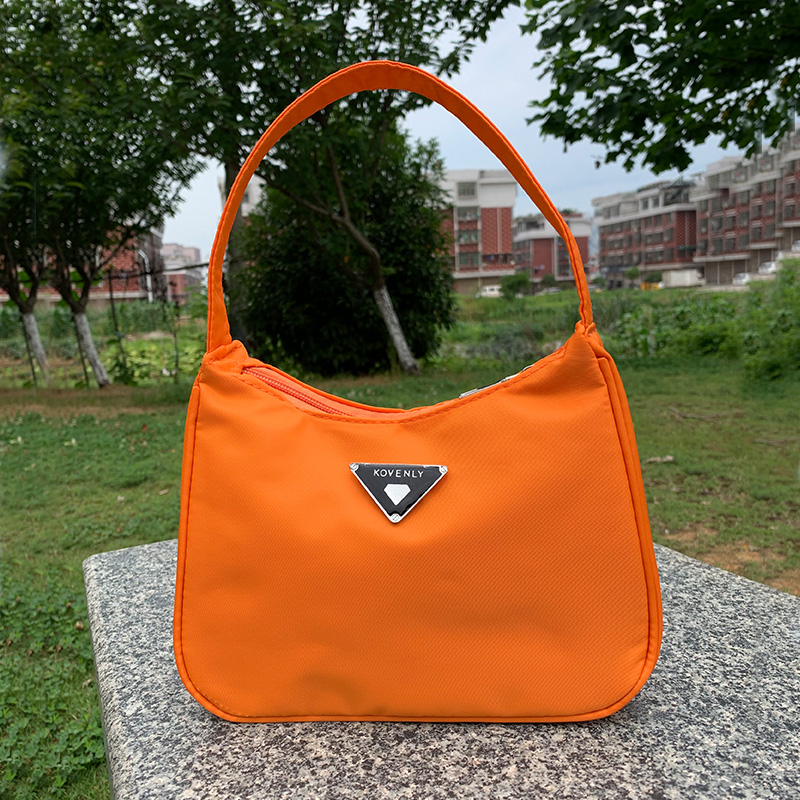 Rétro sacs pour femmes sacs à main de luxe et sac à main en Nylon femmes petit sac à bandoulière couleur bonbon embrayages Vintage Armpites sac à main: Orange handbag