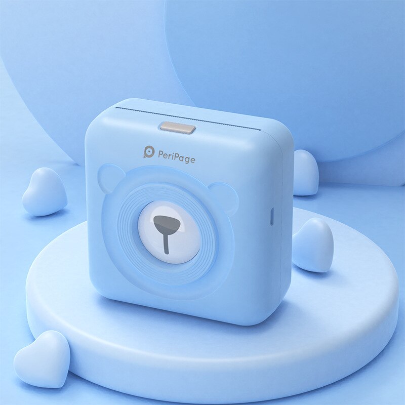 GOOJPRT A6 PeriPage Cute Mini Portable Bluetooth Wireless Paper Photo Printer Pocket Thermal Printing USB Connection: blue