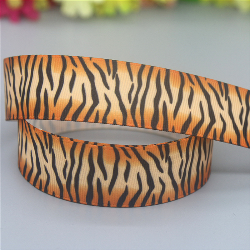 DHK 50yards Zebra Leopard Galaxy Printed Grosgrain Ribbon Accessories Material Headwear Decoration DIY Sewing Craft S2096