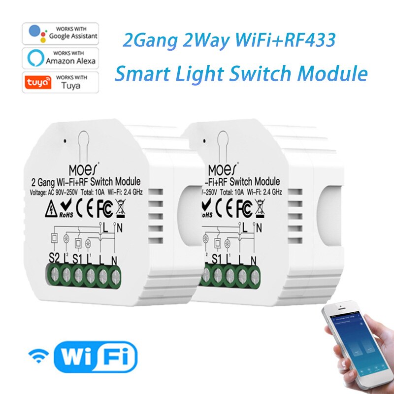10A Wifi + RF433 Smart Lichtschakelaar Module Draadloze Afstandsbediening Tuya Smart Leven App Werkt Met Alexa Google Thuis smart Home