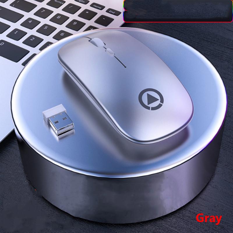 Led Backlit Oplaadbare Rgb Draadloze Stille Muis Usb Muizen 1600Dpi Ergonomische Optische Gaming Muis Desktop Laptop Computer Muis: Gray No Light