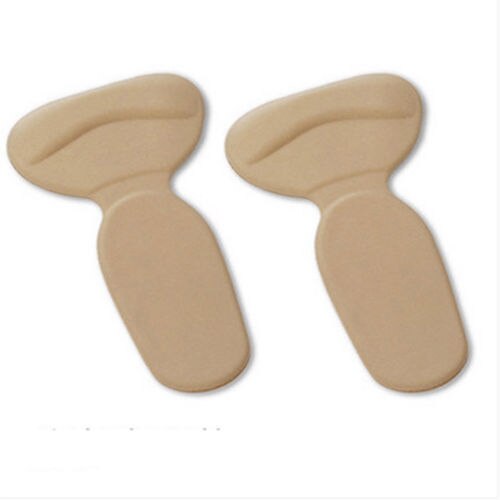 1Pair 2 in 1 Women Silicone Useful T-Shape Thread Thicker Rear Foot Wear Stickers High Heels Soft Mat: Beige