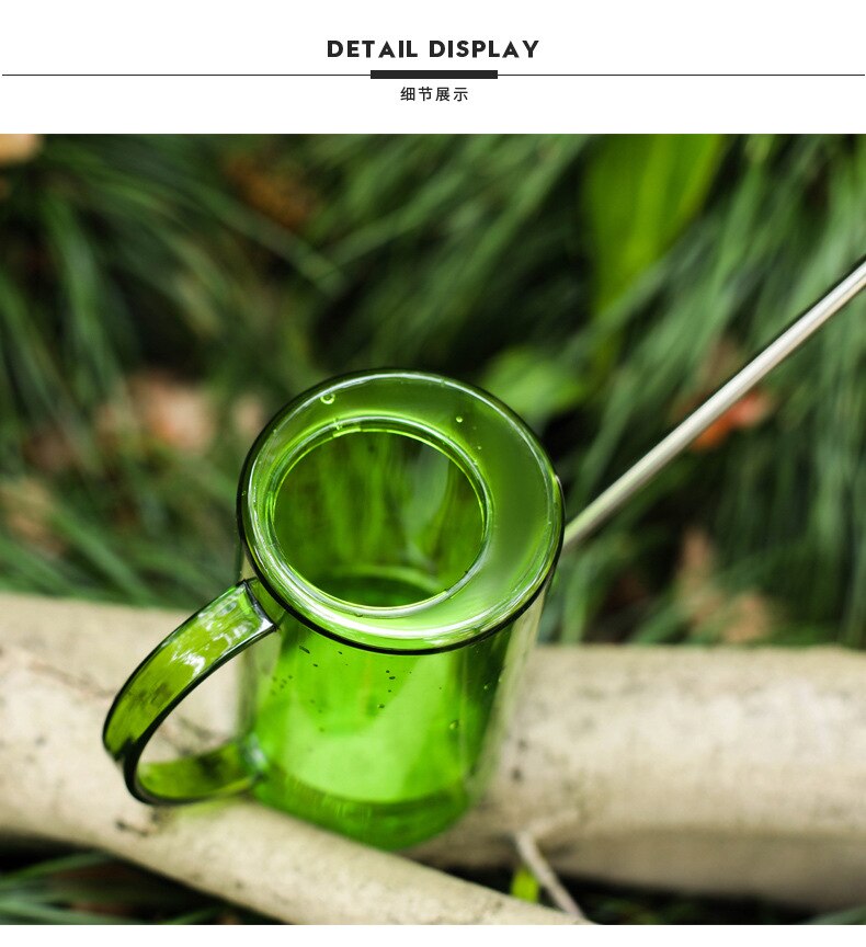 1L Groene Plant Tuinieren Bloem Gieter Huishouden Transparante Plastic Gieter Metal Lange Mond Spray Ketel Water Blikjes