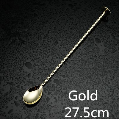 27.5Cm Rvs Cocktail Bar Lepel Disc Staart Drink Mixer Bar Mengen: Gold 27.5cm