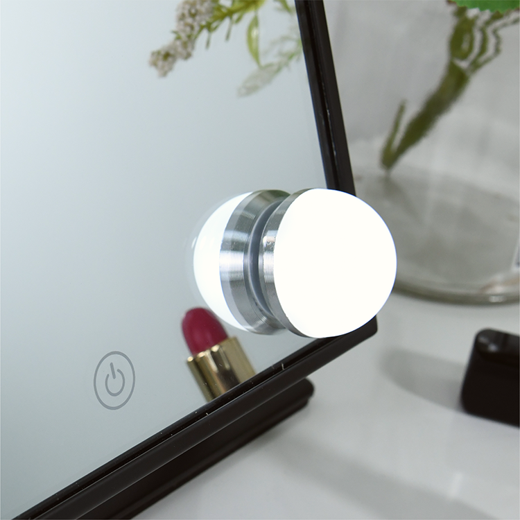 portable girl style small metal bath vanity LED Hollywood makeup mirror with lights