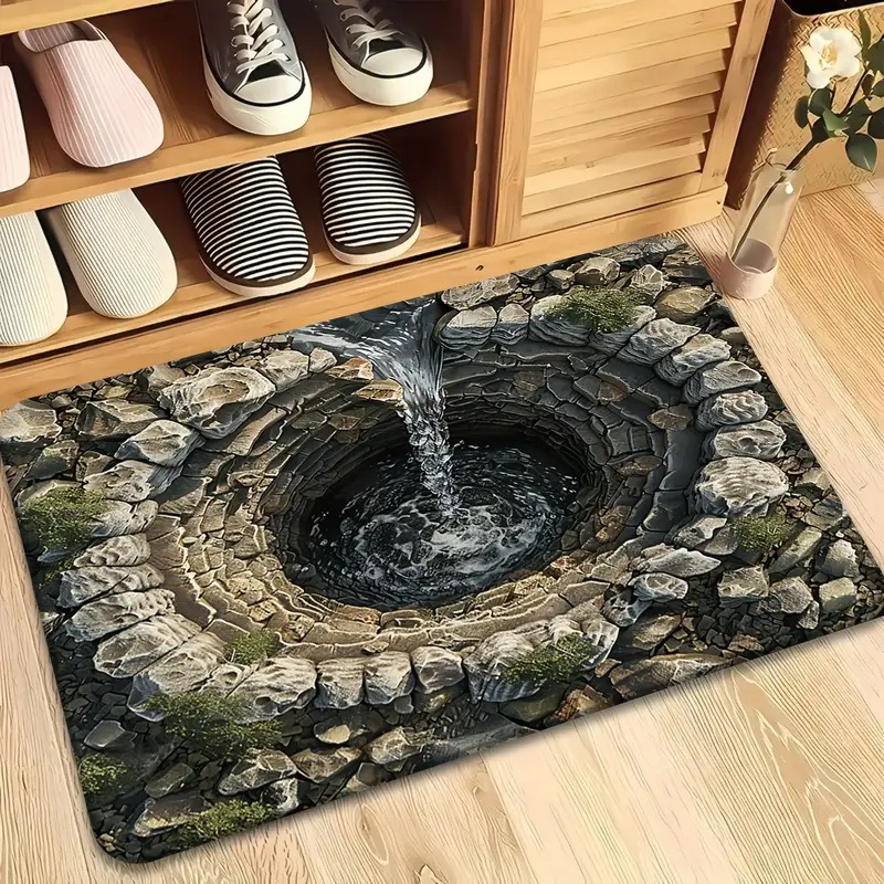 Front Door Mat Entrance Brick Bottomless Hole Area Rug 3D Trap Optical Visual Illusion Rugs Playroom Floor Carpet Mat: 400mm x 800mm / PURPLE