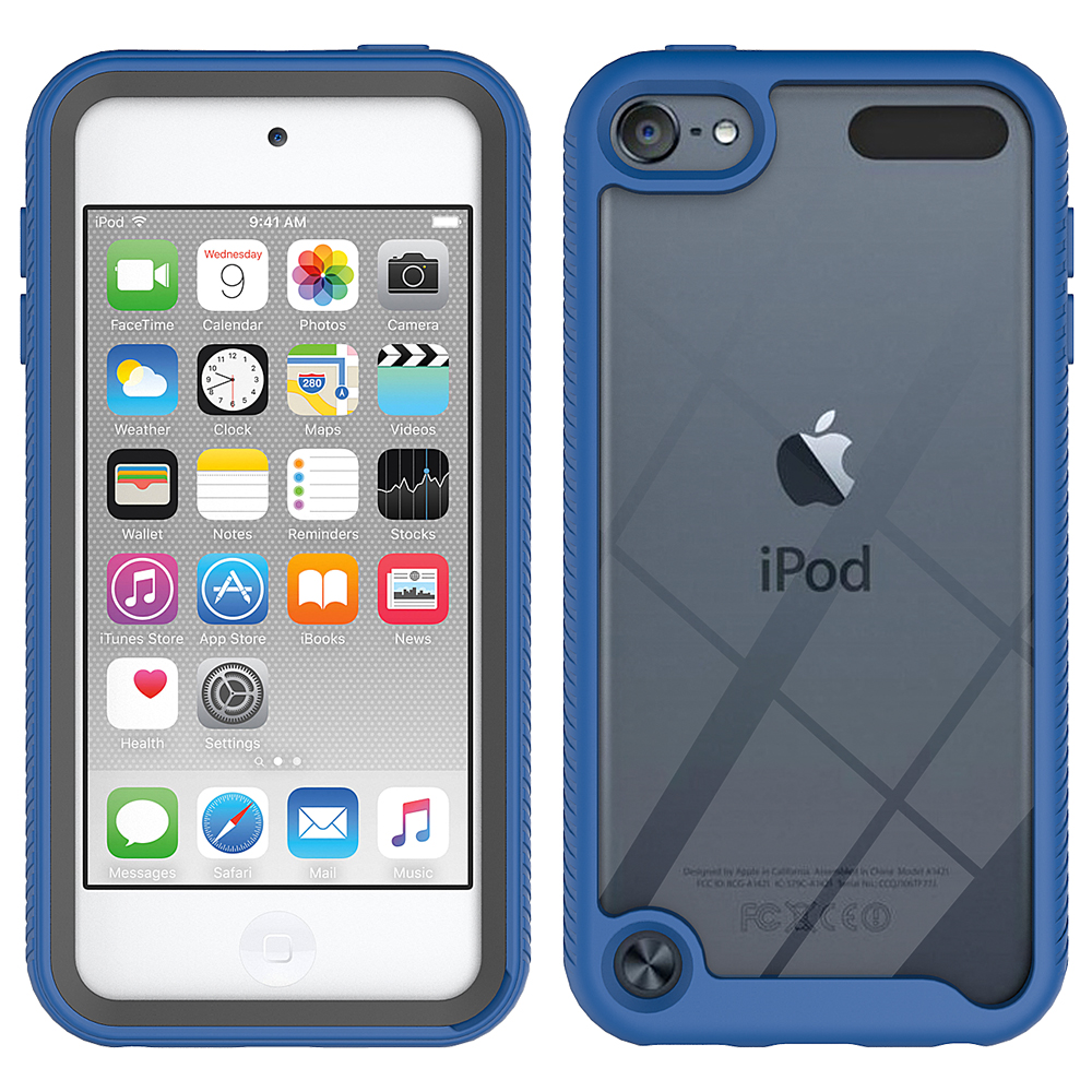 2 in 1 hybrid robust pansar stötsäkert fodral för apple ipod touch 5 6 7 mjuk tpu bumper hård pc genomskinligt skyddande bakstycke: För ipod touch 5 / Mörkblå